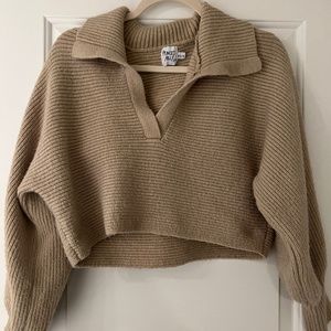Tan Cropped Ribbed Sweater Size XS